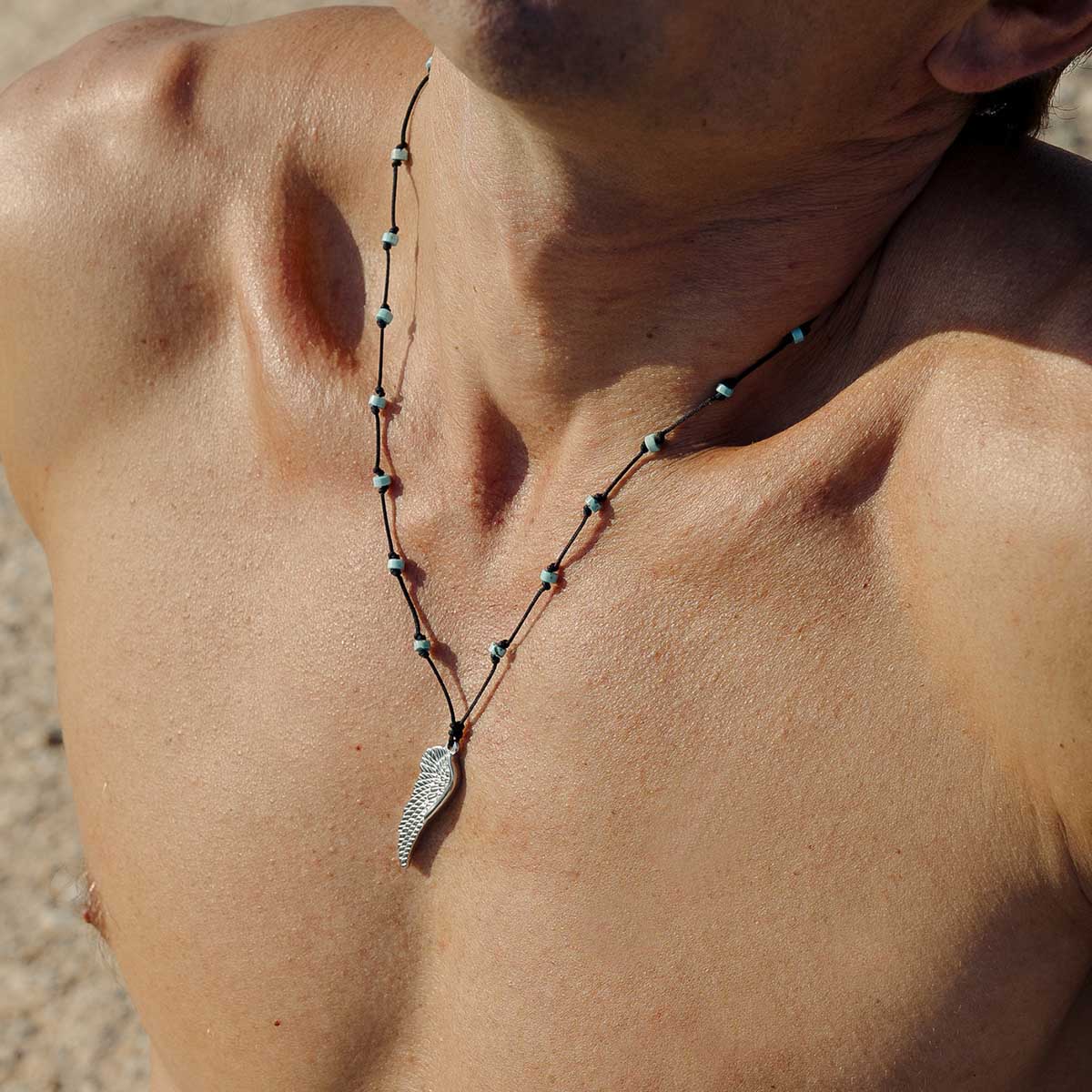Ανδρικό Xειροποίητο Κολιέ με Φτερό