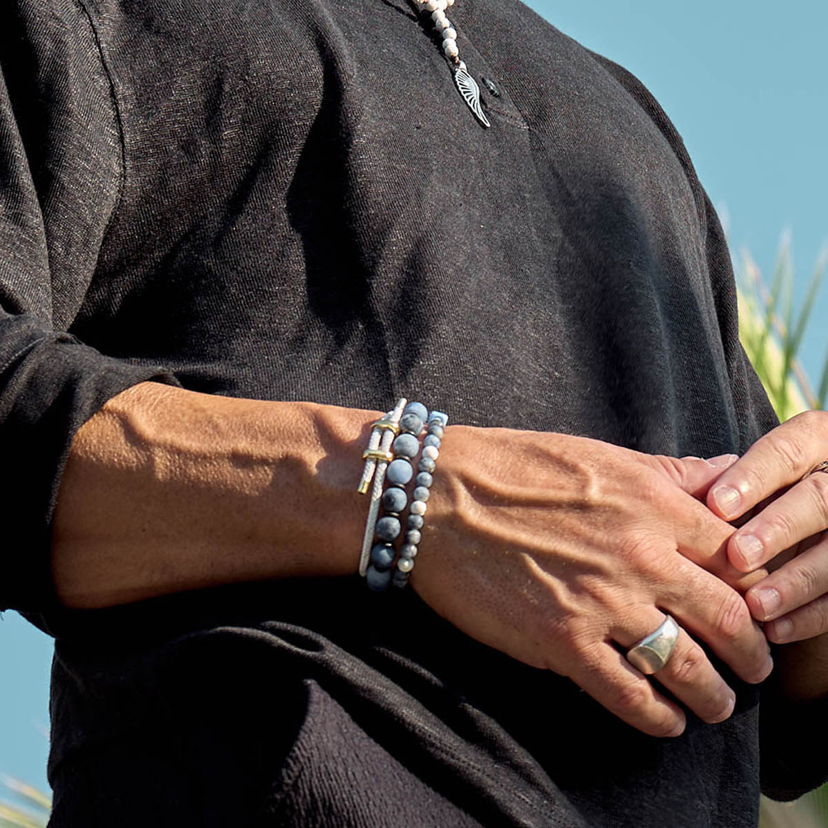 Handmade Bracelet For Men with Sodalite & Lava