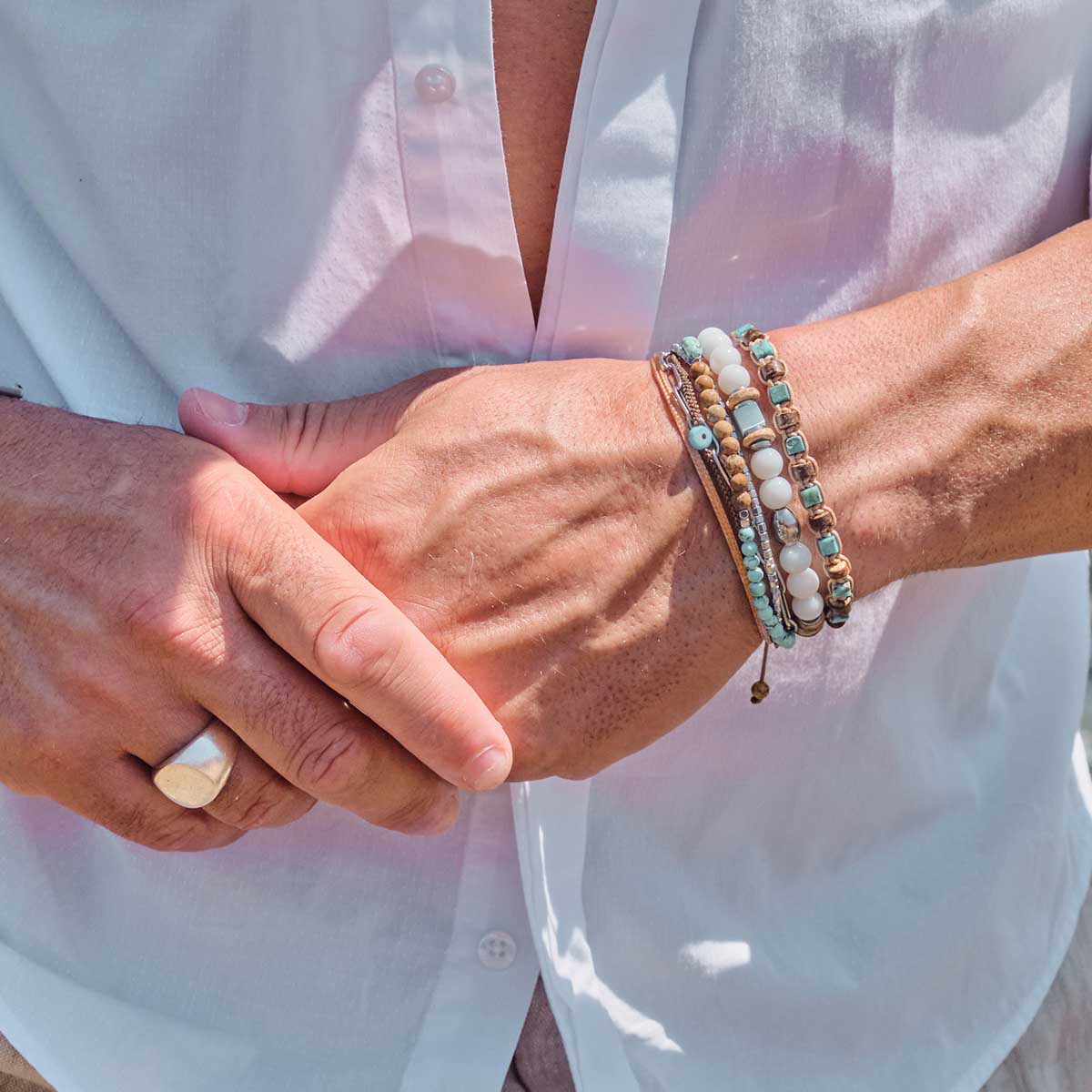 Handmade Multi-Line Bracelet For Men with Evil Eye