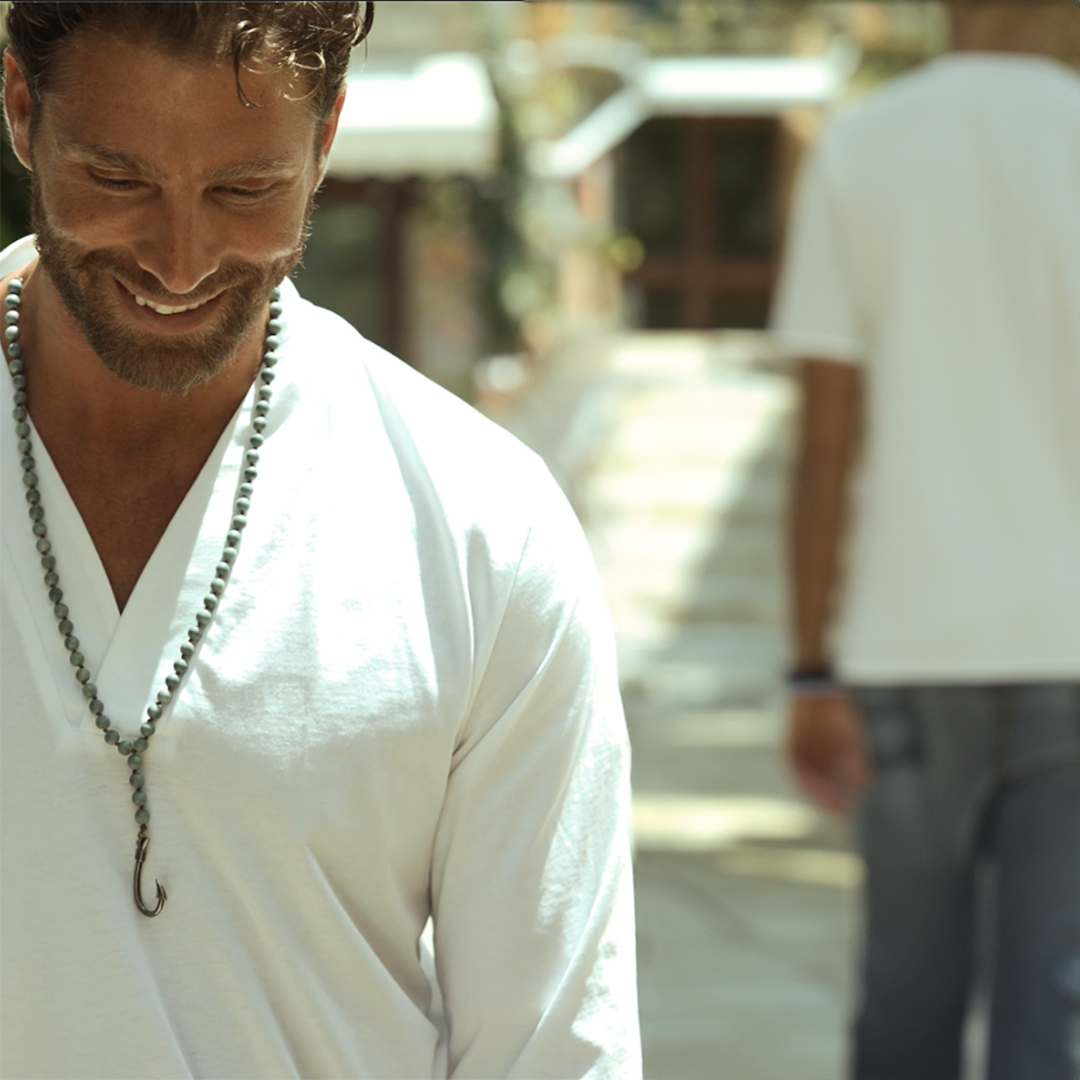 Handmade Rosary Necklace for Men with Agate