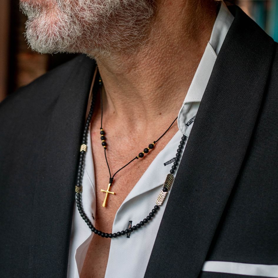 Handmade Necklace for Men with Onyx & Hematite