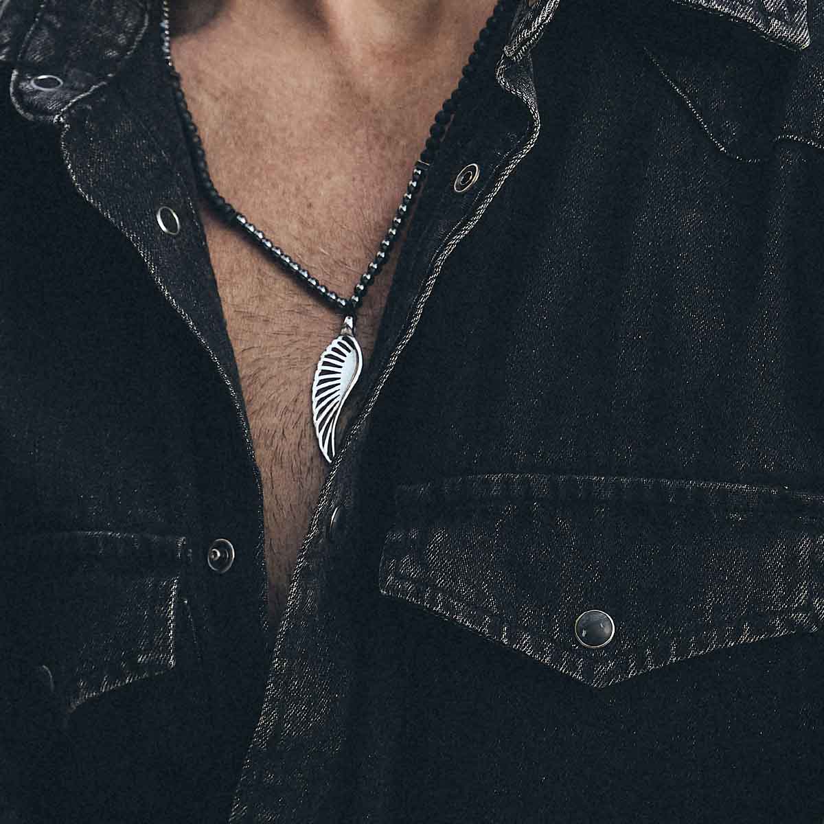 Handmade Necklace for Men with Feather