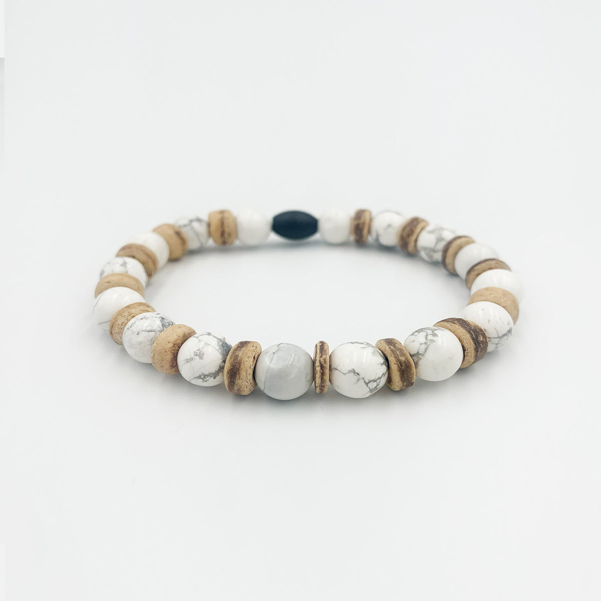 Handmade Bracelet For Men with Howlite & Coconut
