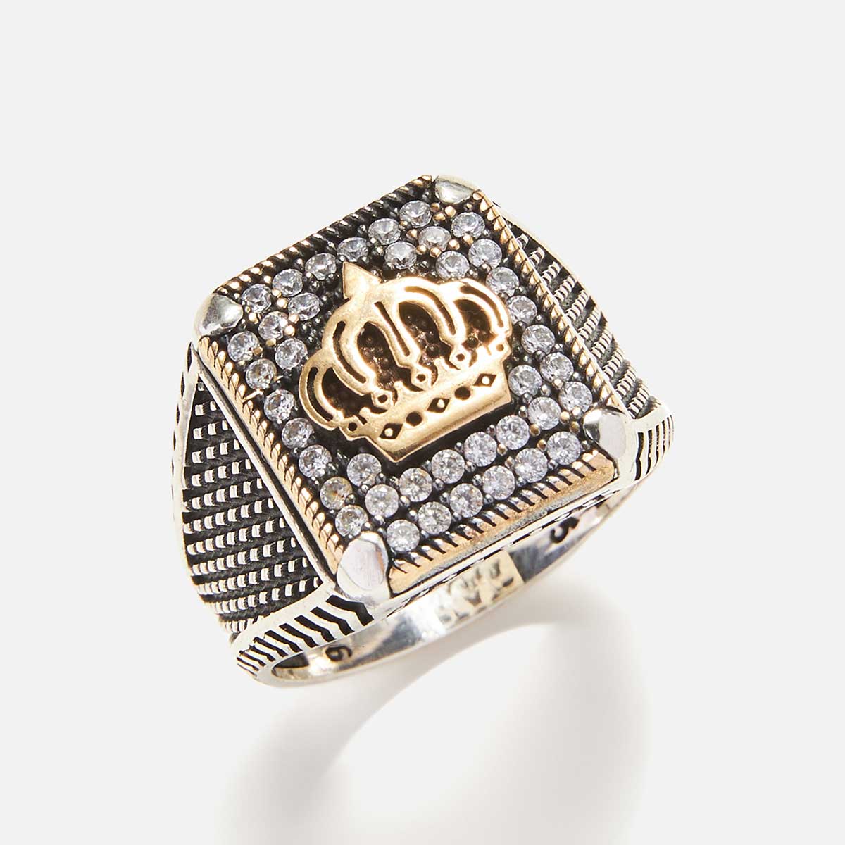 Silver Ring with White Zircon for Men's