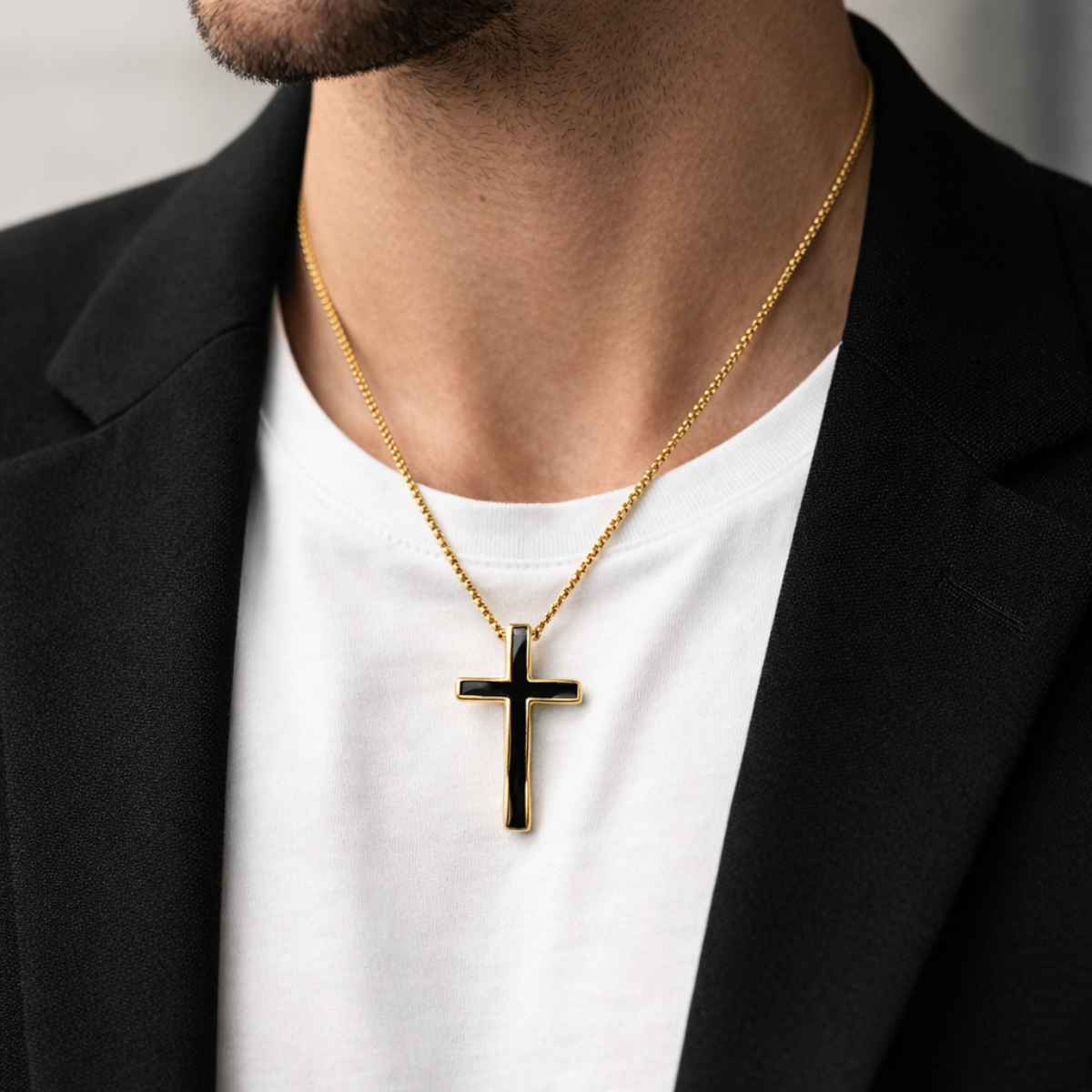 Men's Necklace with Chain & Cross
