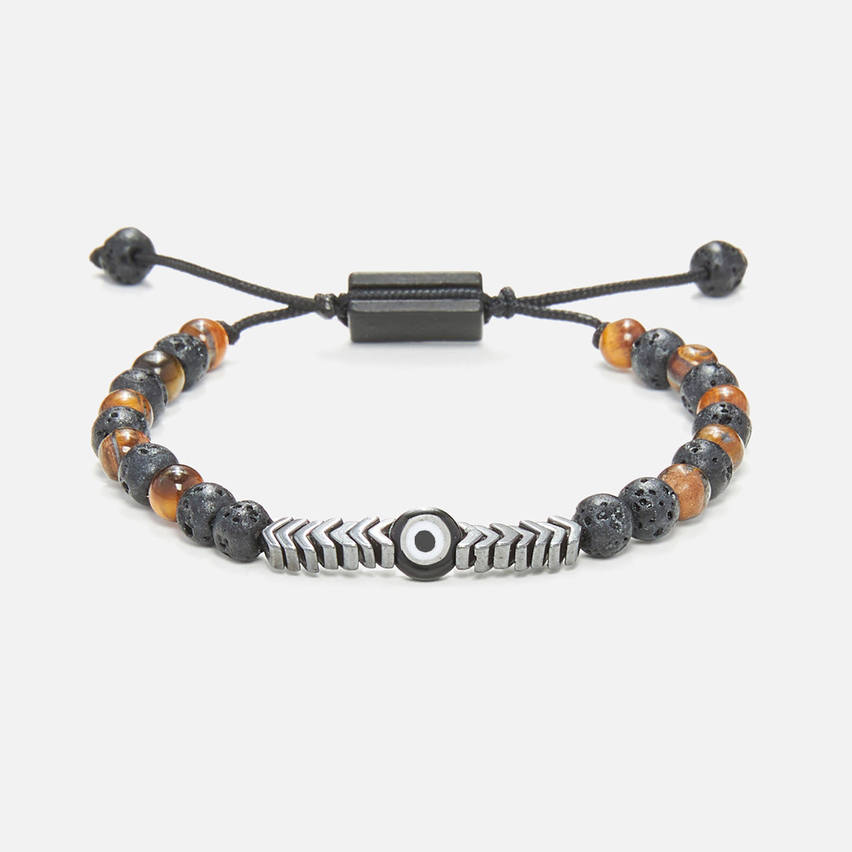 Handmade Bracelet For Child with Tiger's Eye, Lava & Evil Eye