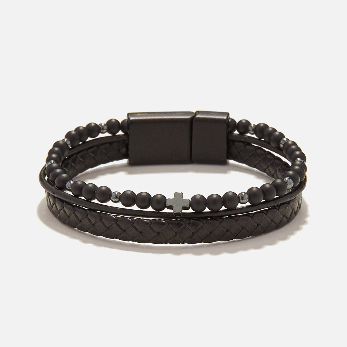 Handmade Leather Bracelet For Men with Onyx