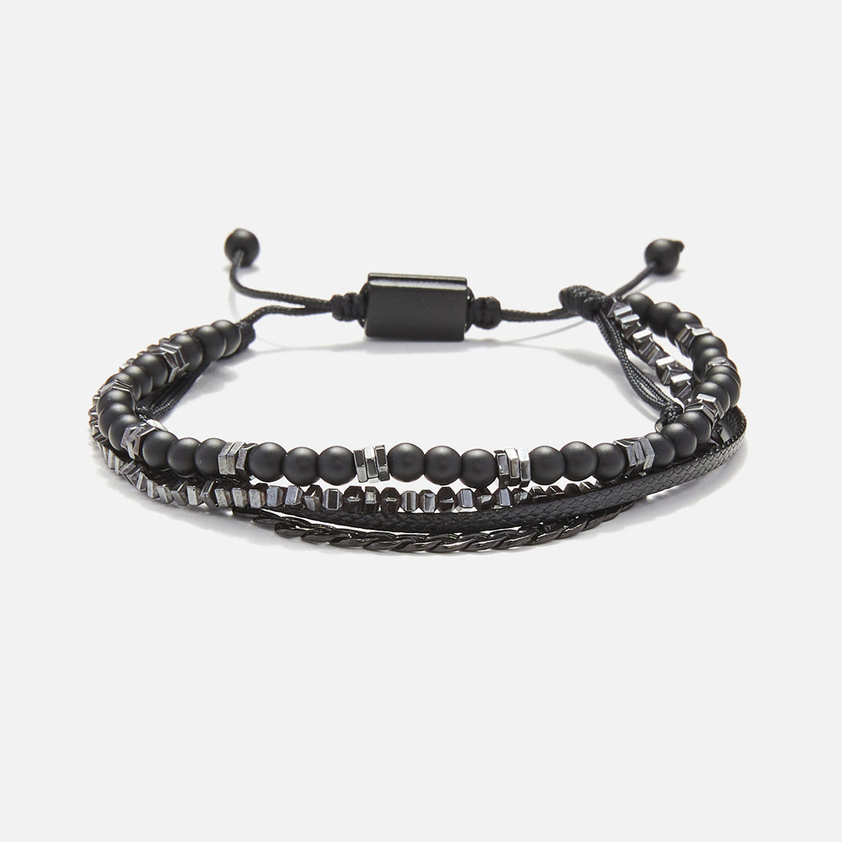 Handmade Multi-Line Bracelet For Men with Onyx