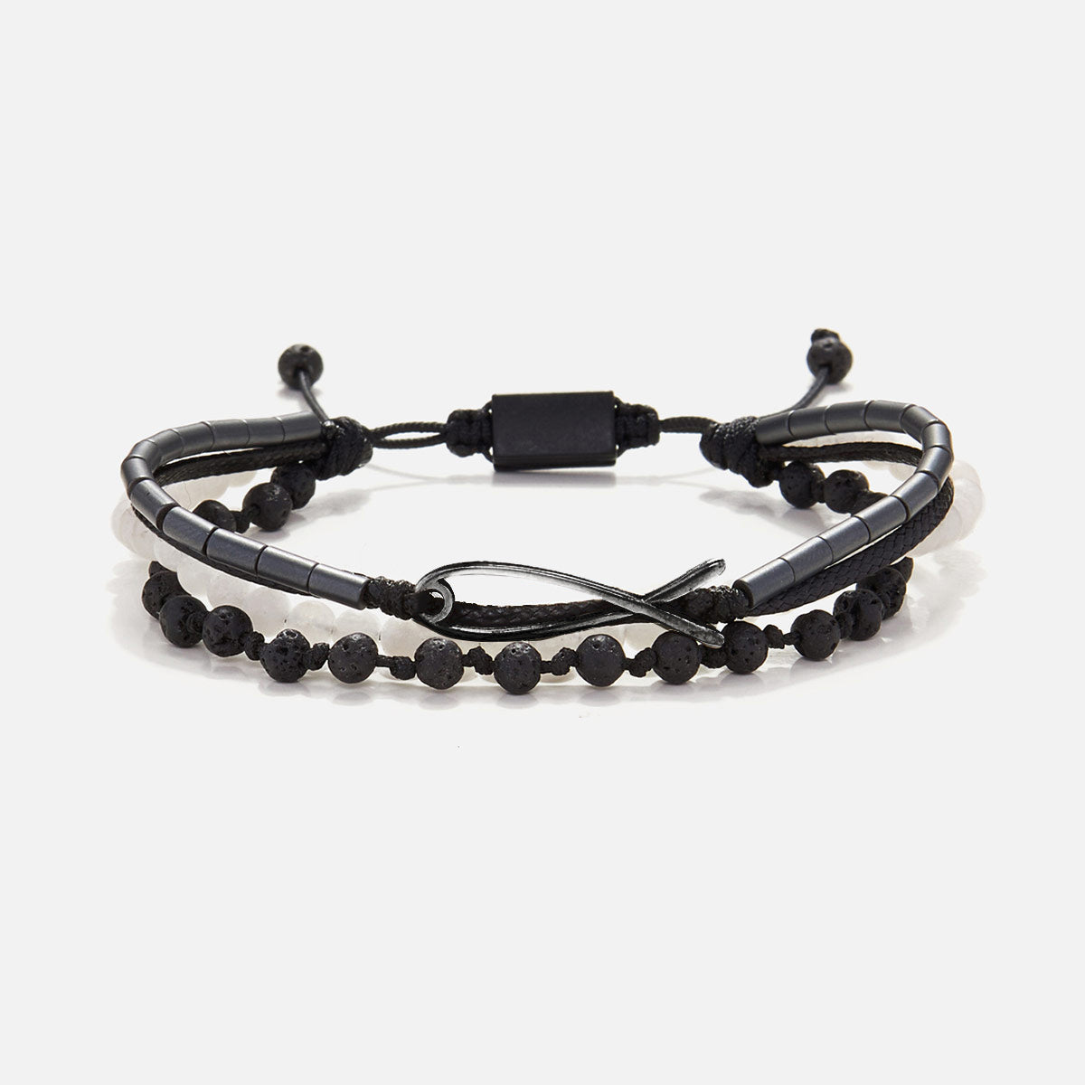 Handmade Multi-Line Bracelet For Men with Fish