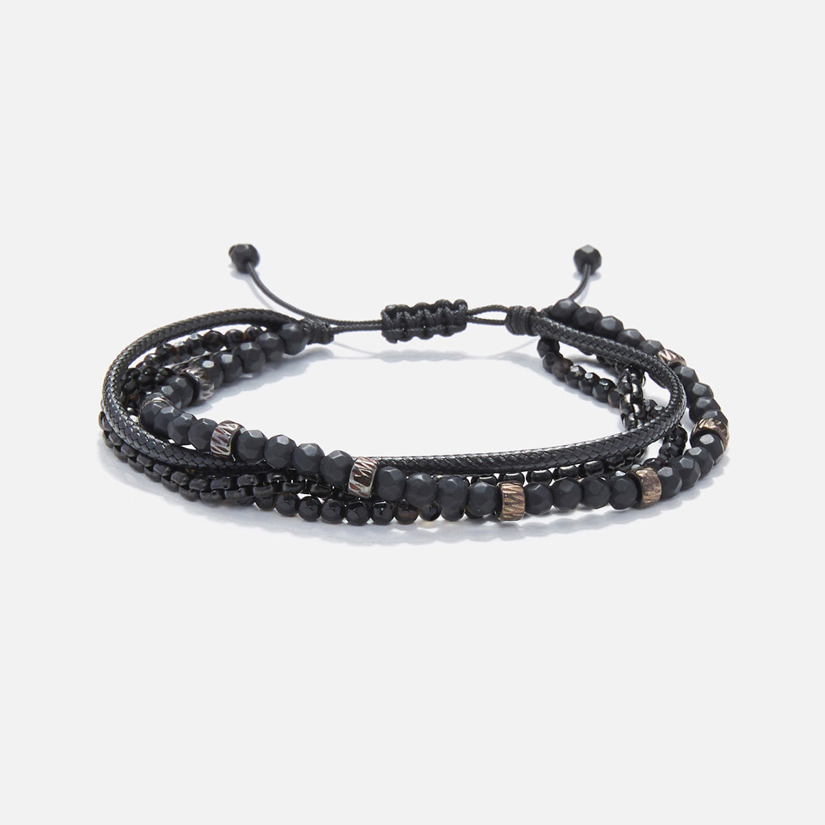 Handmade Multi-Line Bracelet For Men with Onyx