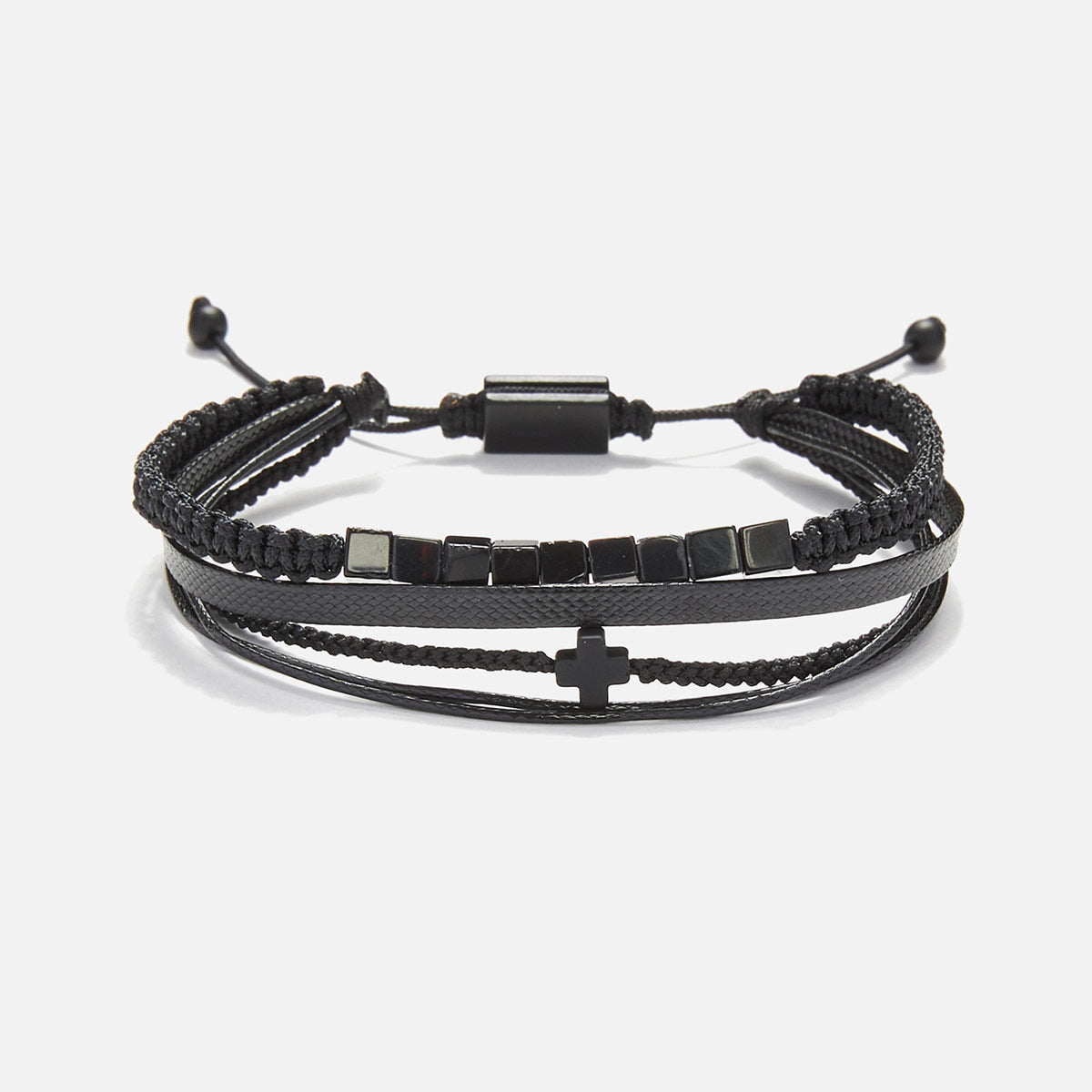 Handmade Multi-Line Bracelet For Men with Cross