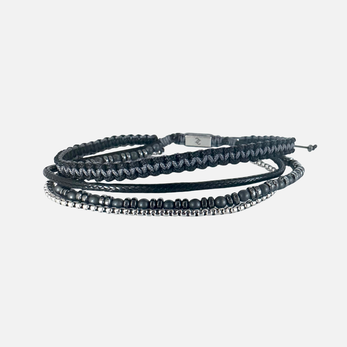 Men's Handmade Multi-Line Bracelet with Hematite