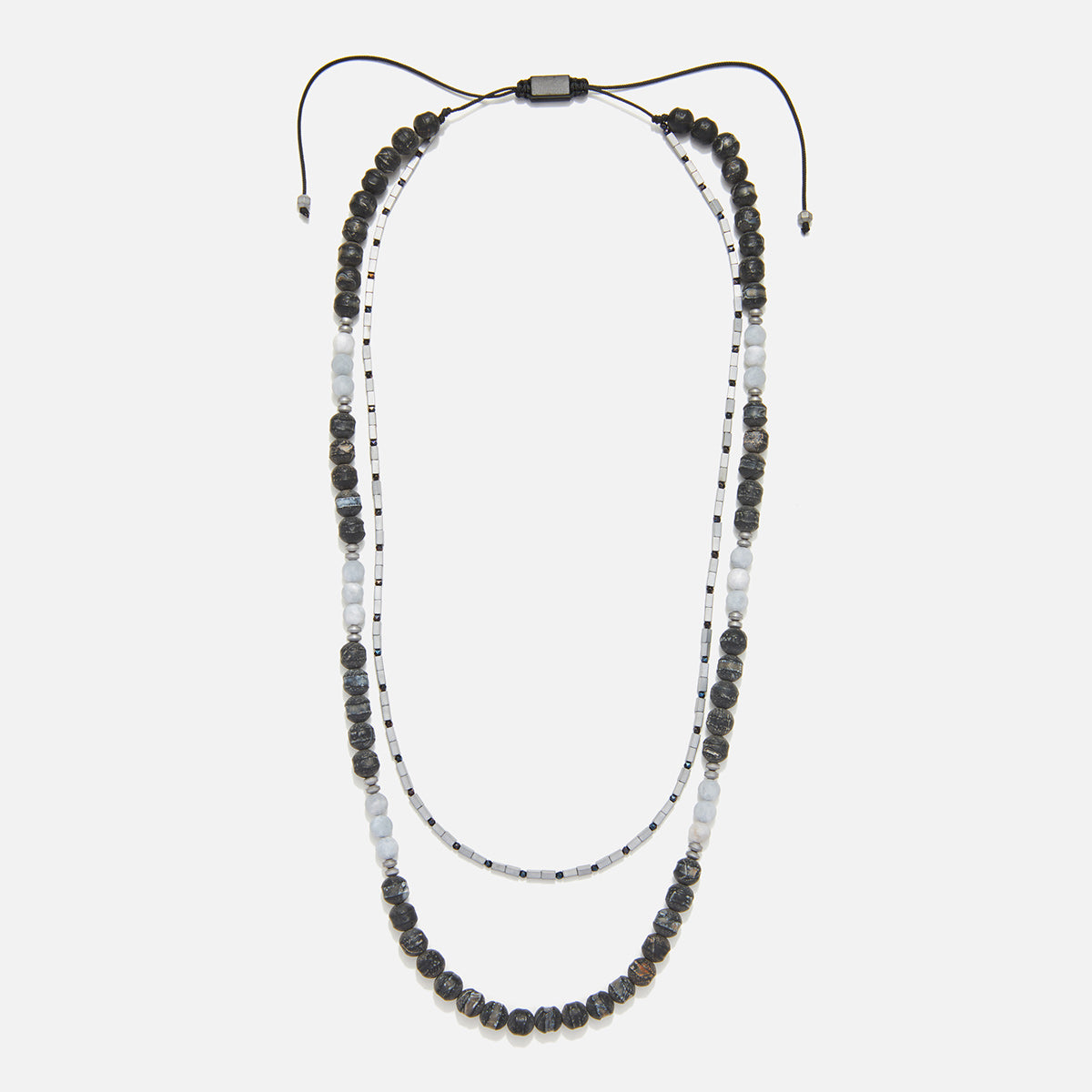 Handmade Necklace for Men with Agate & Hematite