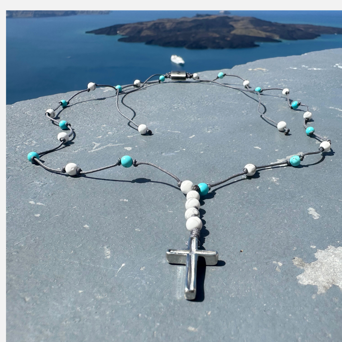Men's Handmade Rosary with Chaolite & Cross.