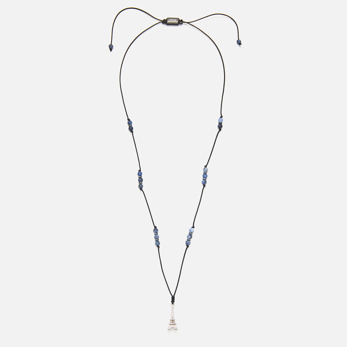 Handmade Necklace for Men with Agate & Eiffel Tower