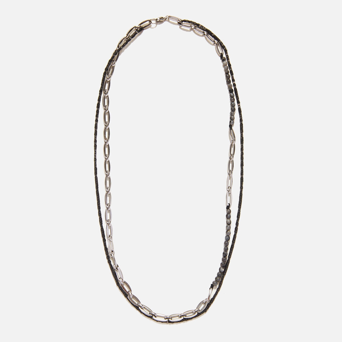 Handmade Combo Necklace for Men with Larvikite & Chain
