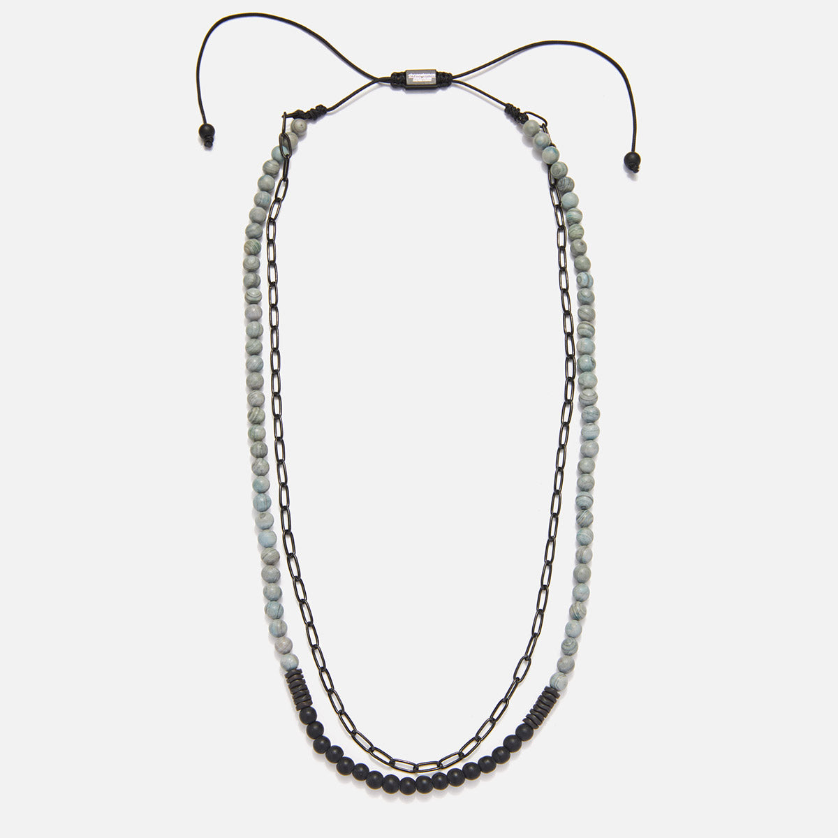 Handmade Combo Necklace for Men with Agate, Onyx & Chain
