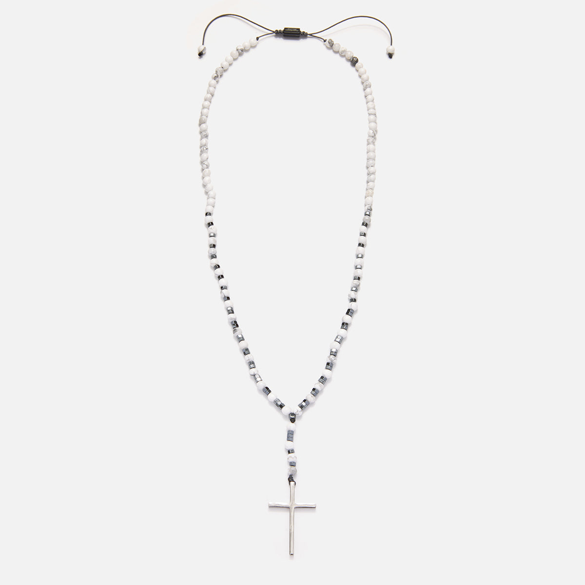 Handmade Rosary Necklace for Men with Howlite