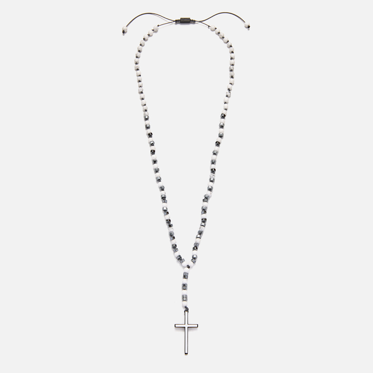 Handmade Rosary Necklace for Men with Howlite