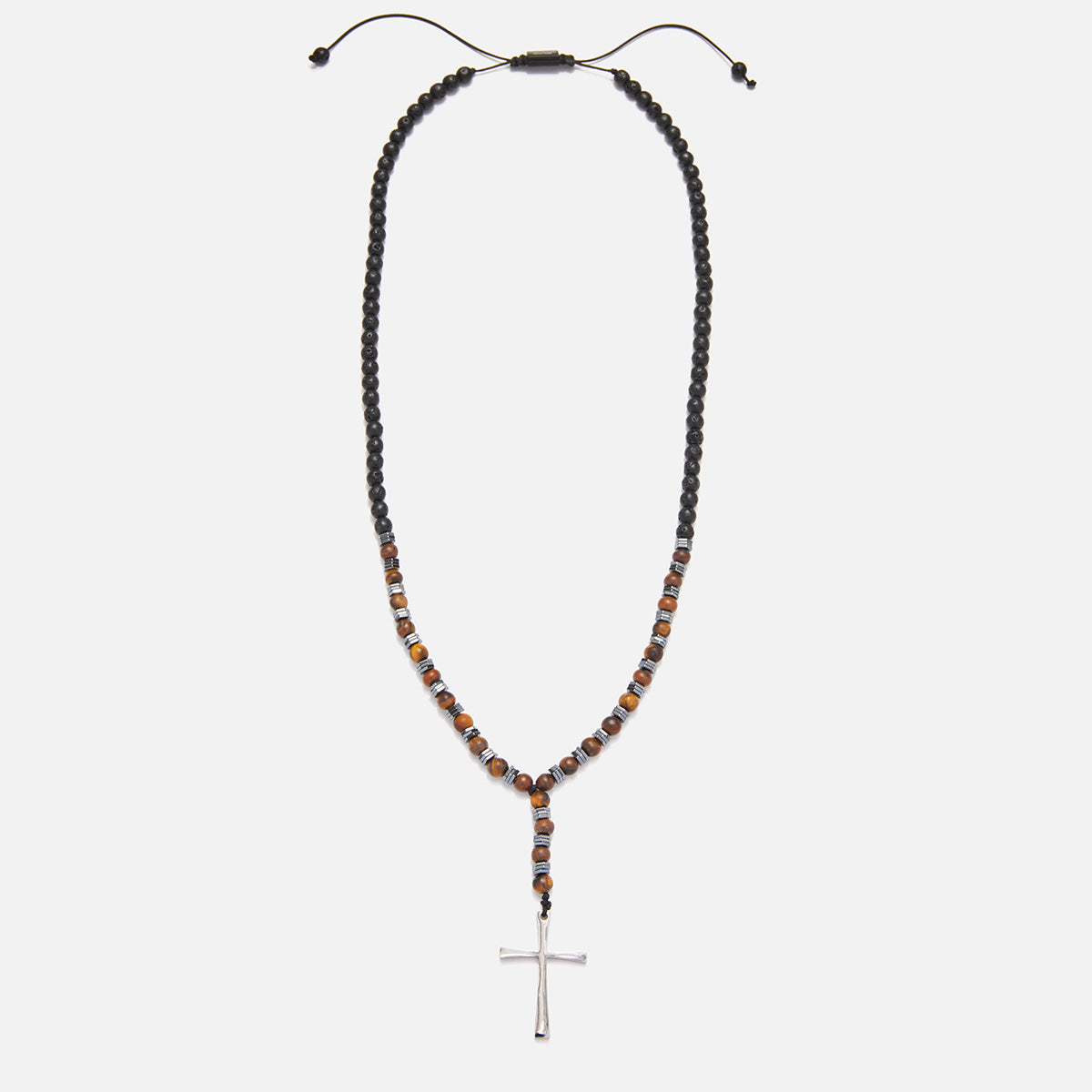Handmade Rosary Necklace for Men with Lava