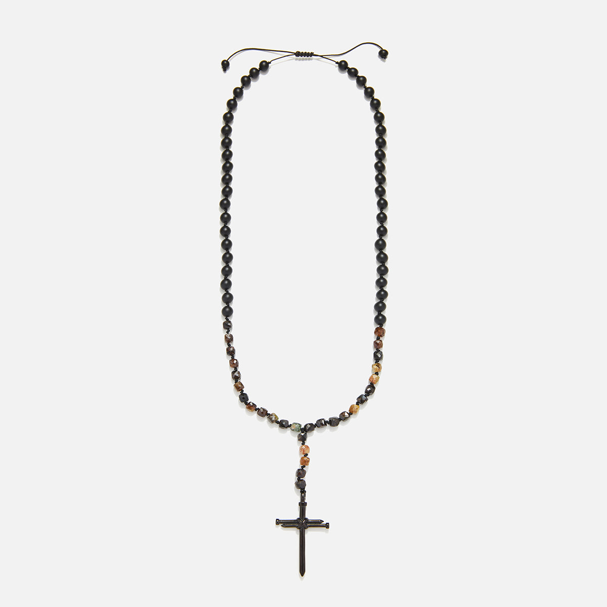 Handmade Rosary Necklace for Men with Onyx & Agate
