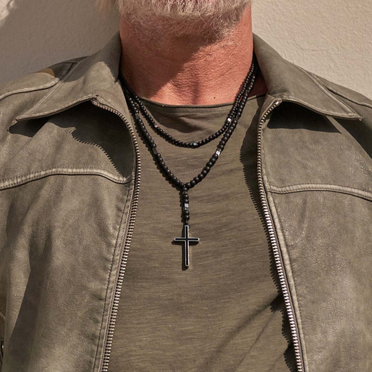 Handmade Necklace for Men with Onyx & Evil Eye