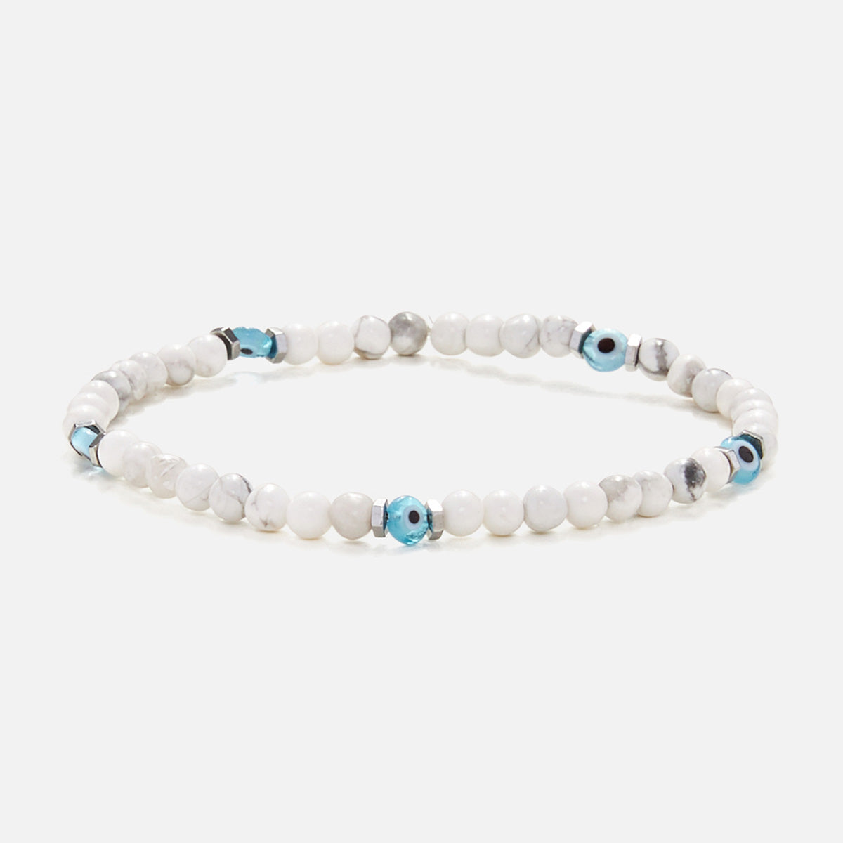 Handmade Bracelet For Men with Howlite & Evil Eye