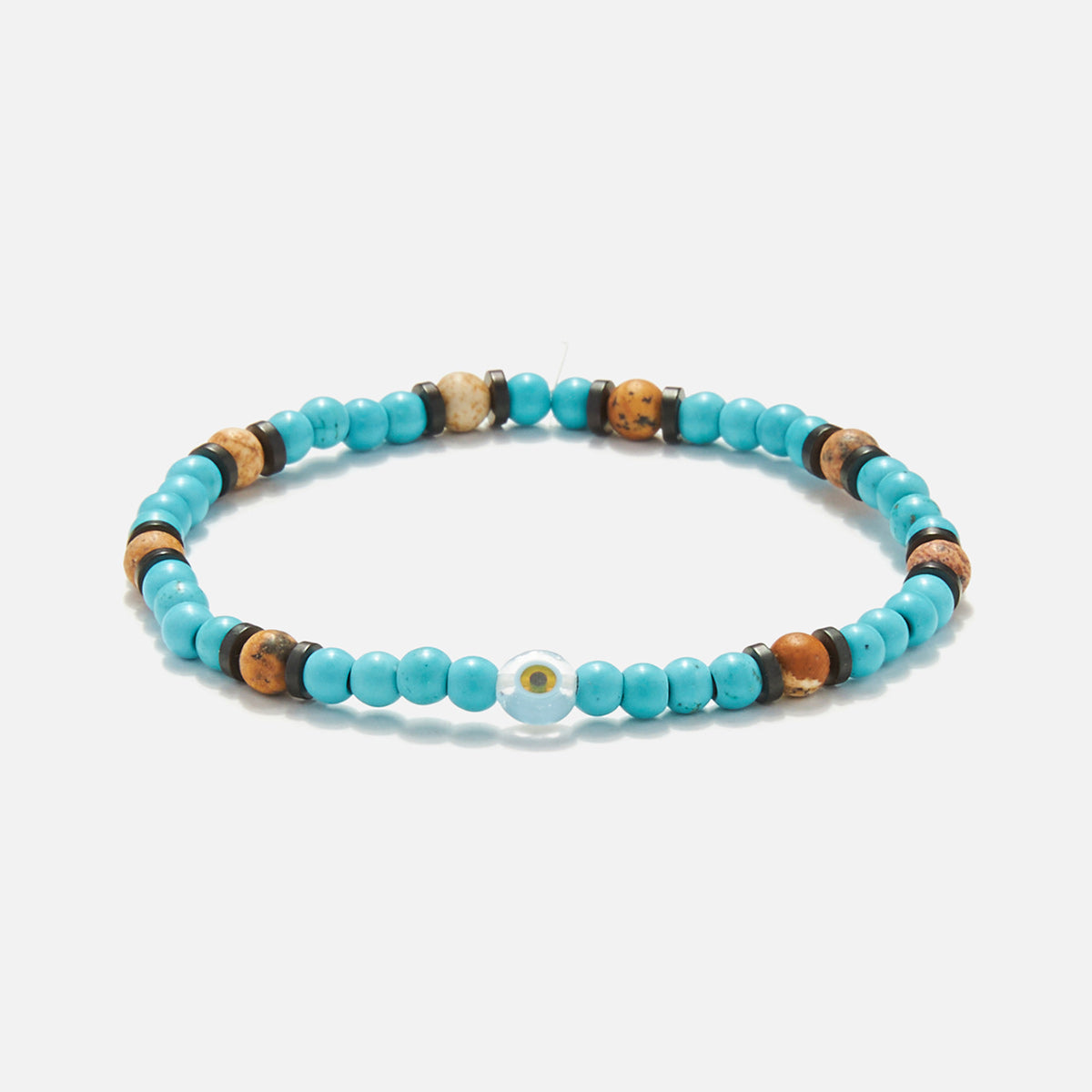 Handmade Bracelet For Men with Howlite & Evil Eye