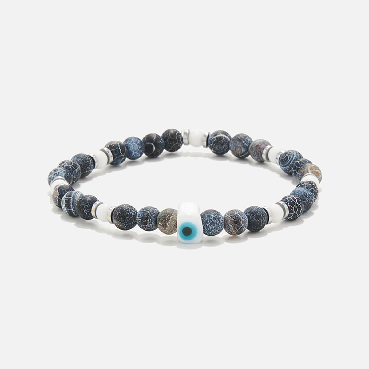 Handmade Bracelet For Men with Fire Agate & Evil Eye