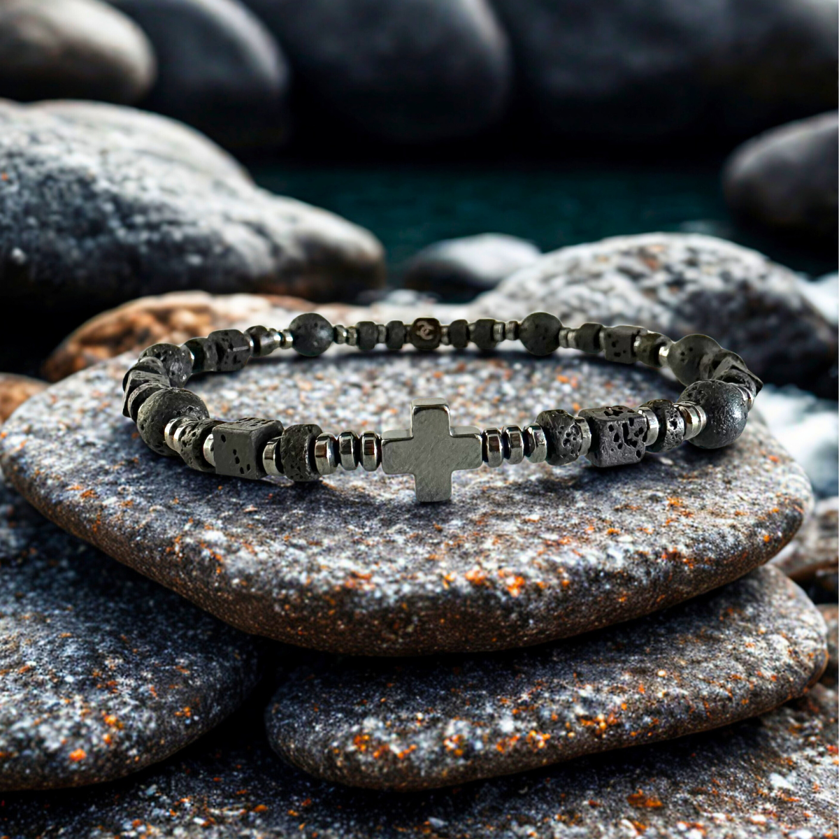 Men's Handmade Bracelet with Cross