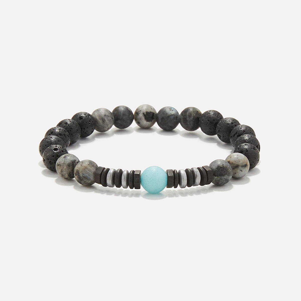 Handmade Bracelet For Men with Lava & Larvikite