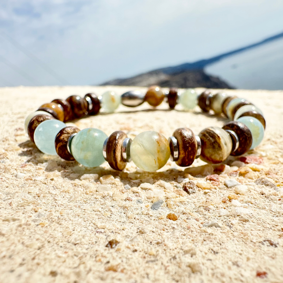 Men's handmade bracelet with blue Calcite