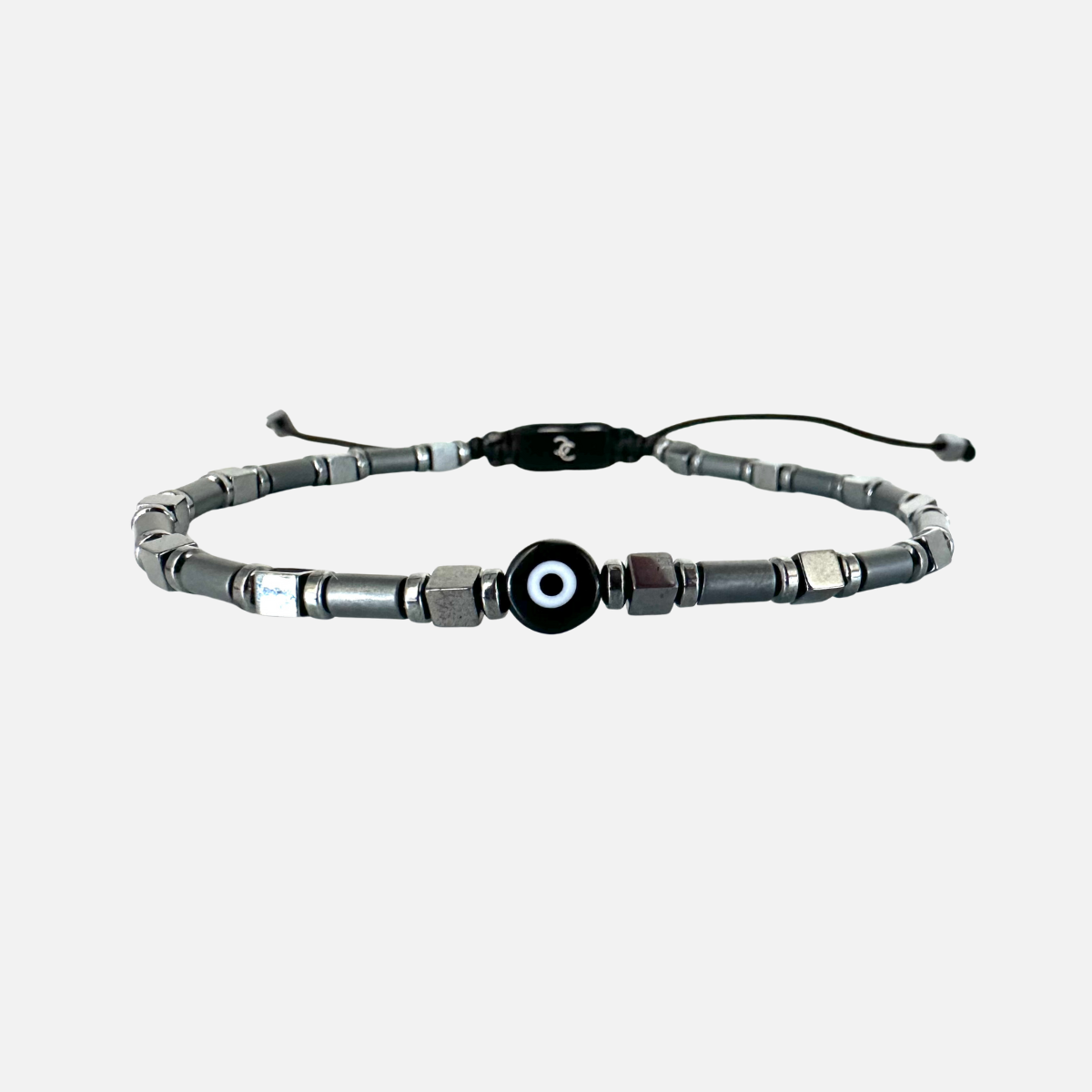 Men's Handmade Bracelet with Hematite & Evil Eye