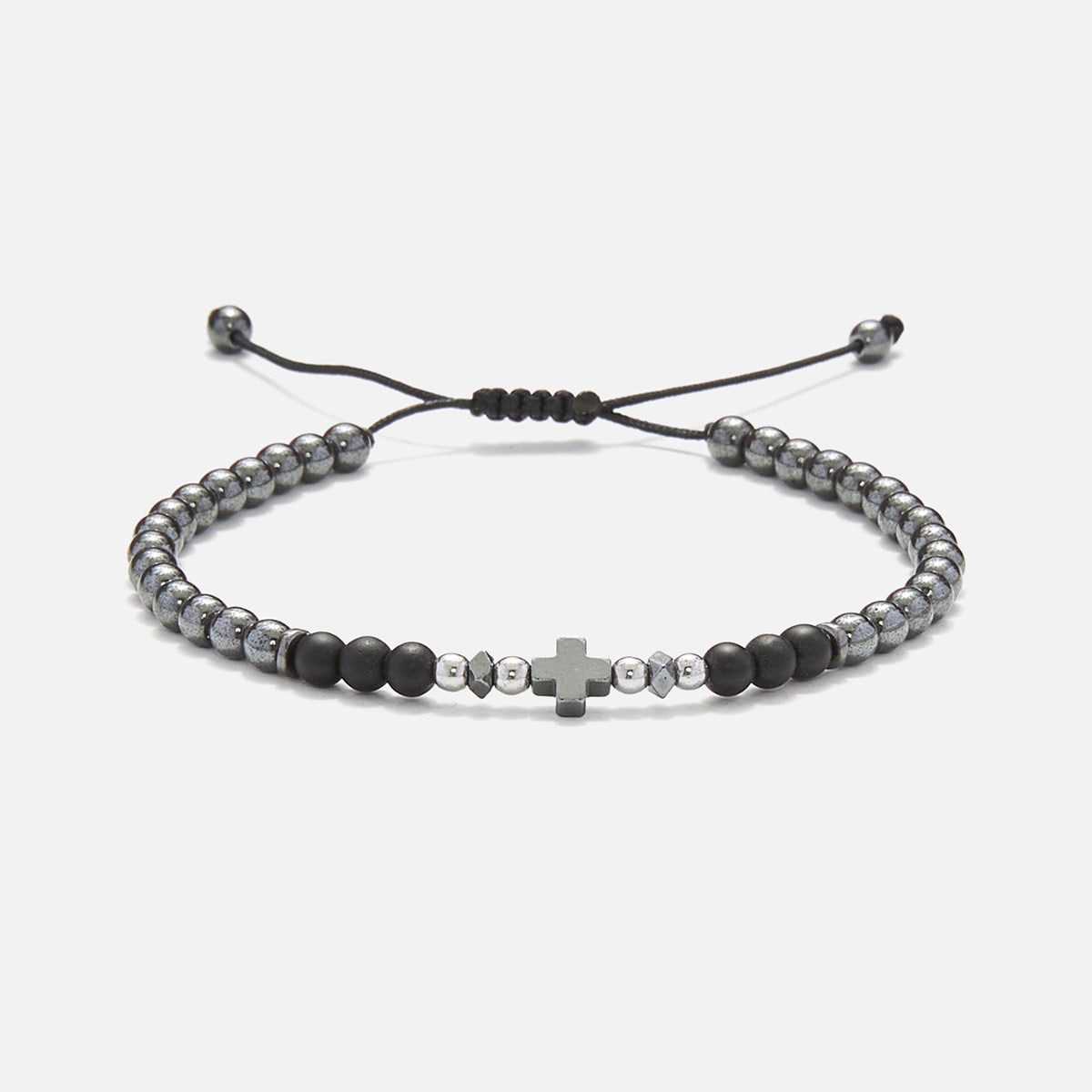 Handmade Bracelet for Men with Cross & Hematite
