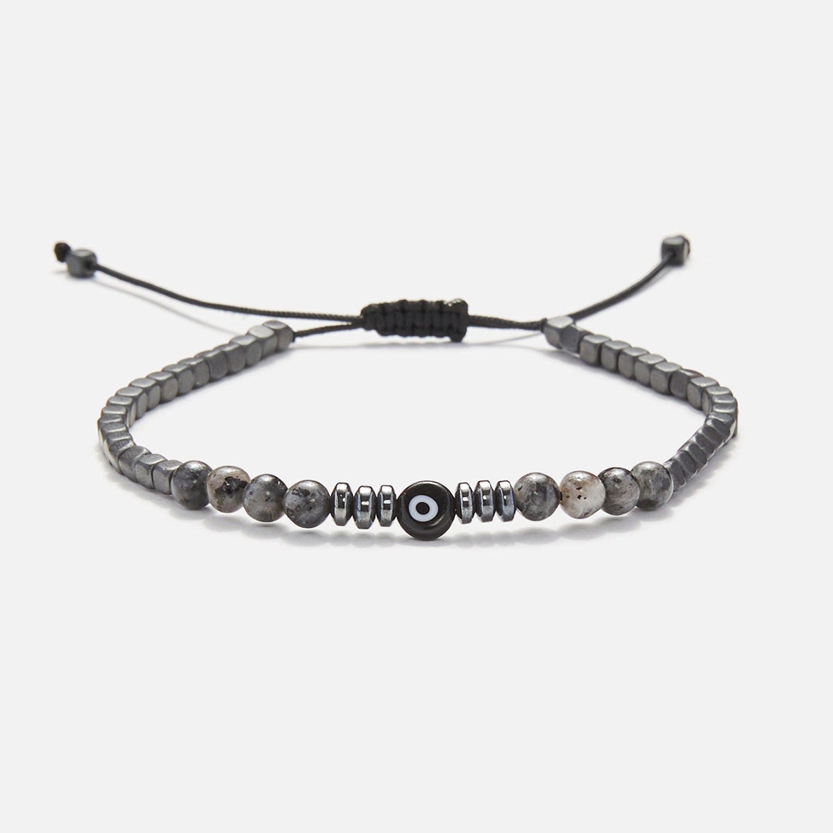 Handmade Hematite Bracelet for Men with Evil Eye