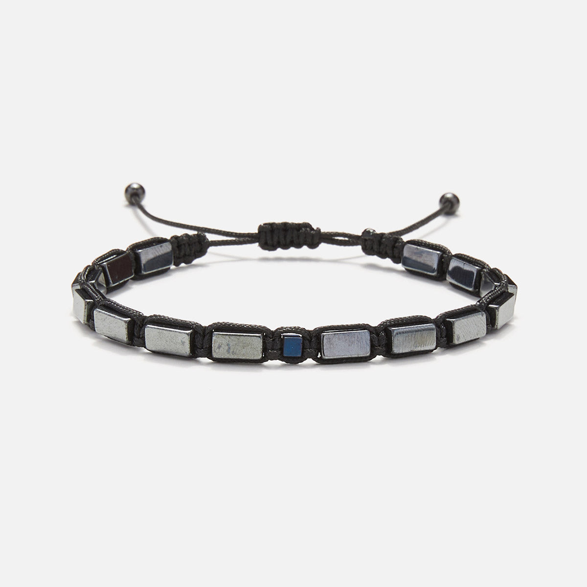 Handmade Knitted Bracelet for Men with Hematite