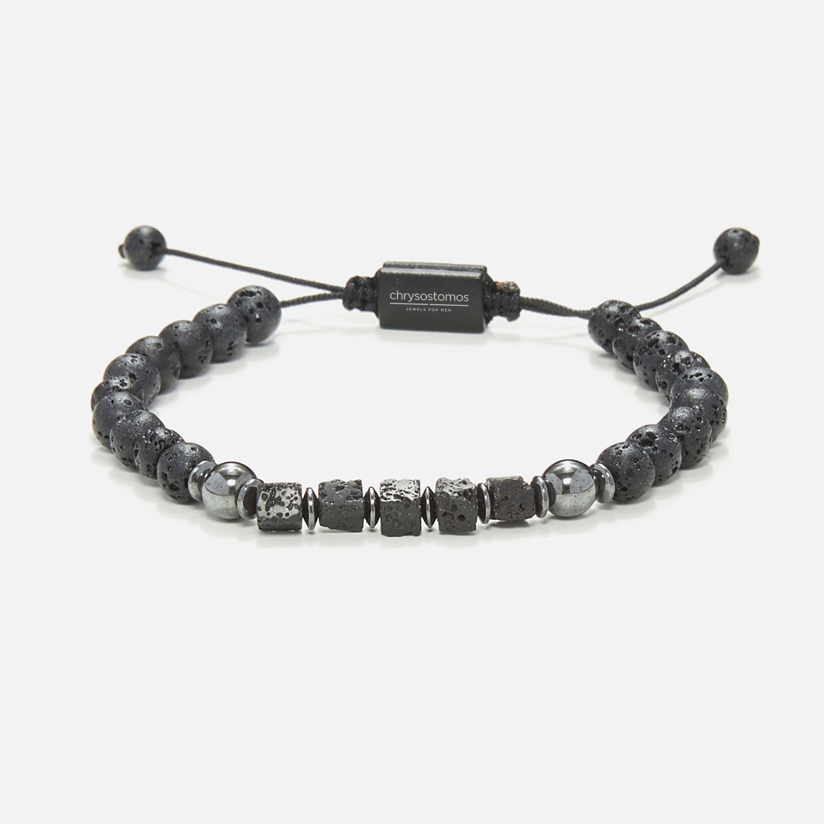 Handmade Bracelet For Men with Lava & Hematite