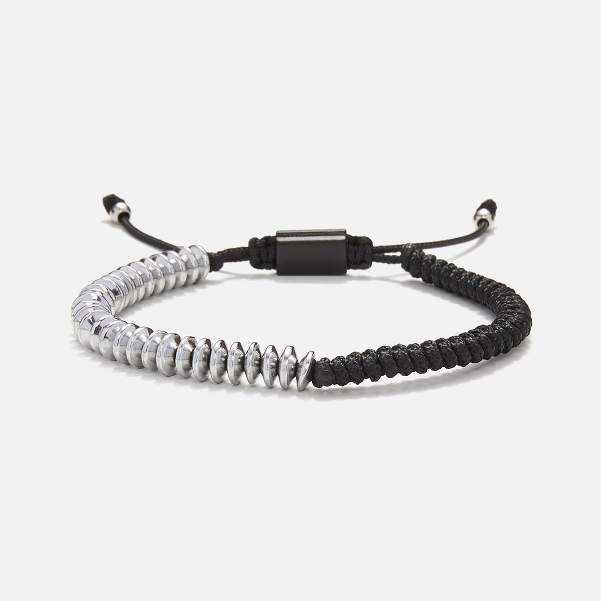 Handmade Knitted Bracelet for Men with Hematite