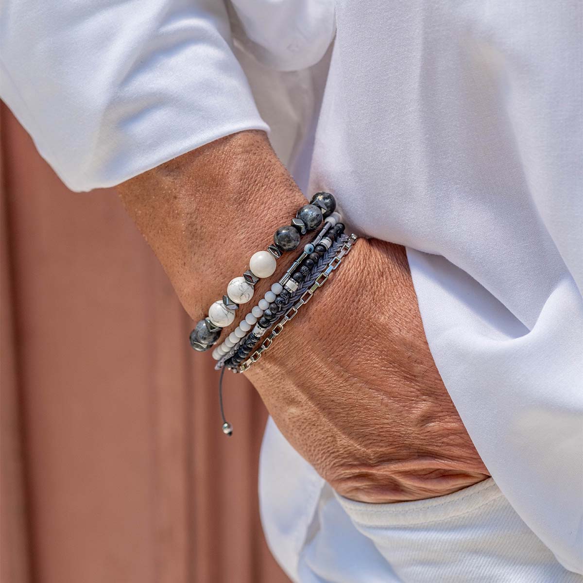 Handmade Multi-Line Bracelet For Men with Evil Eye