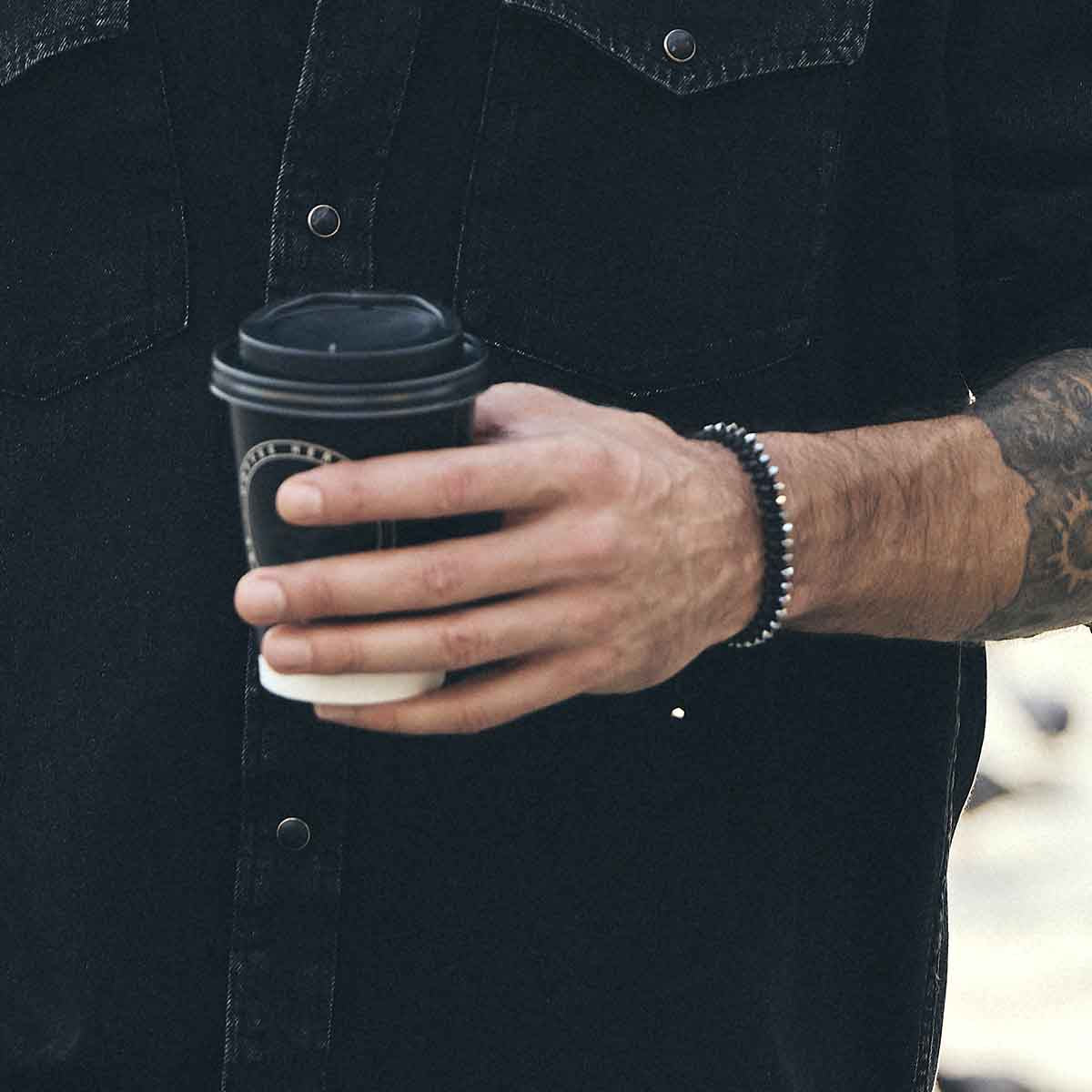 Handmade Knitted Bracelet for Men with Heatite
