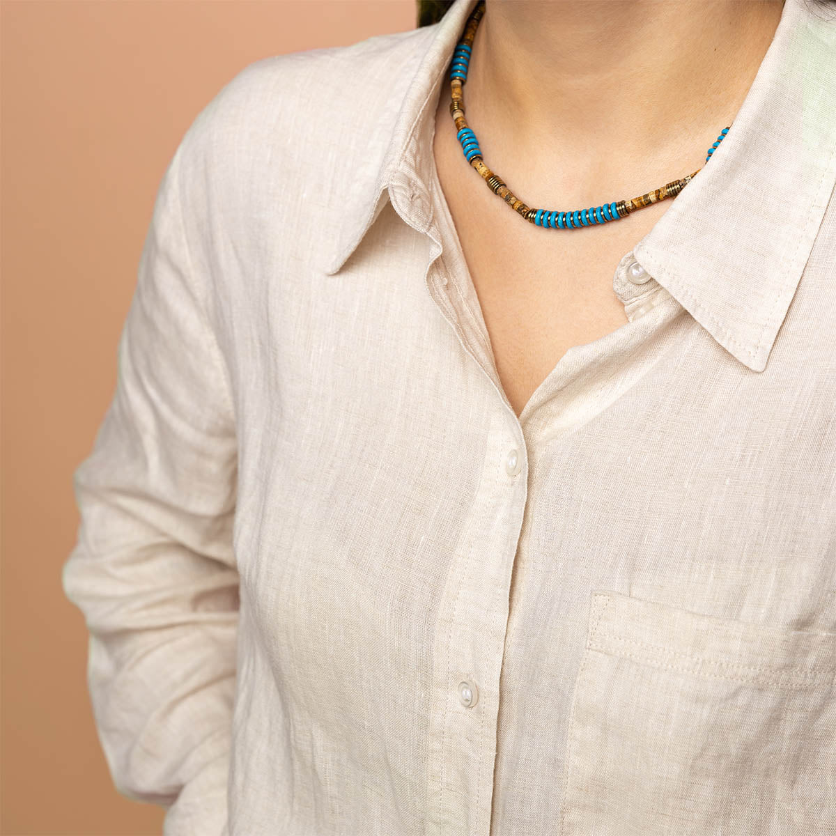 Handmade Necklace For Woman with Jasper & Howlite