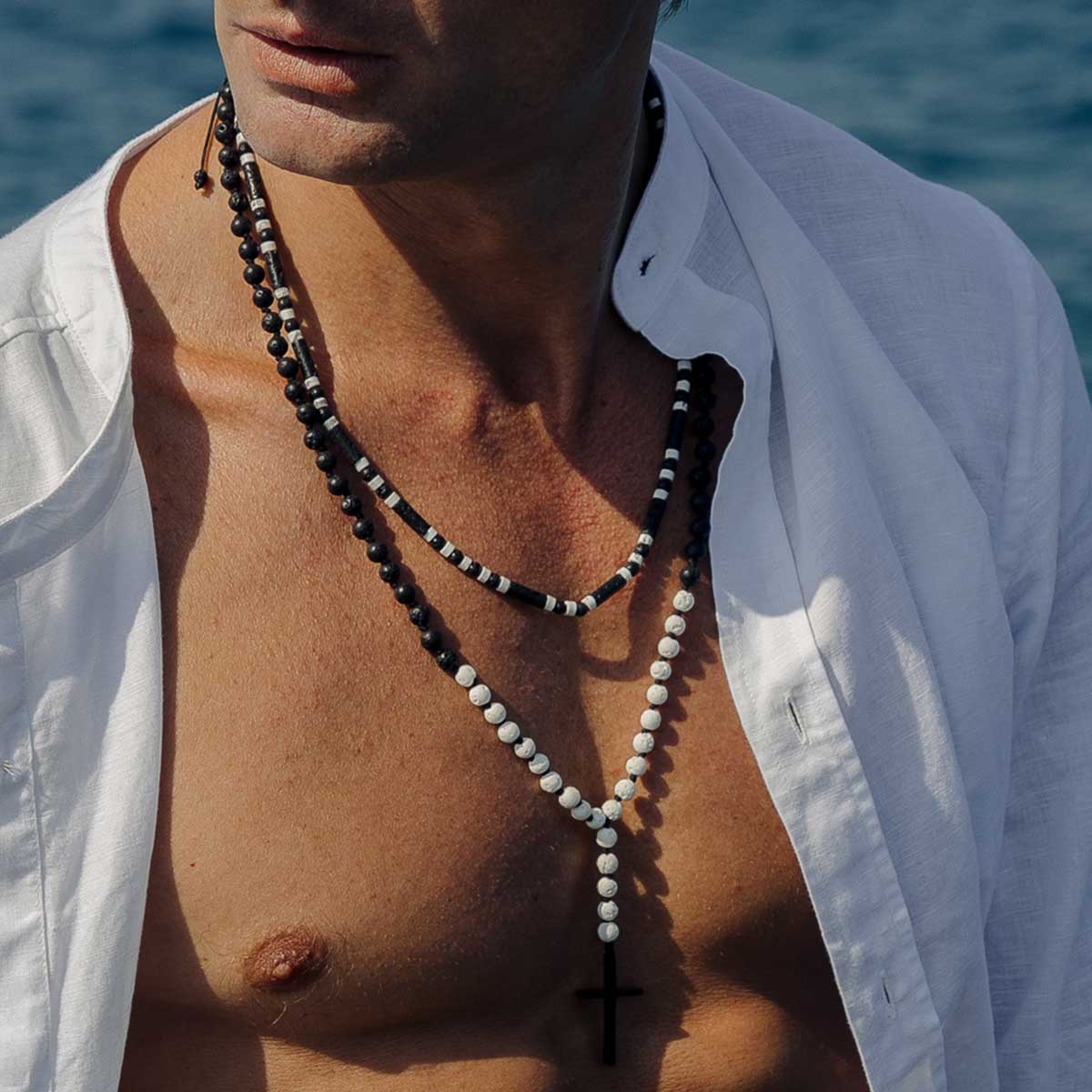 Handmade Necklace for Men with Lava