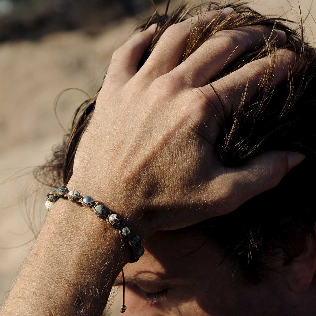 Handmade Bracelet For Men with Tibetan Agate
