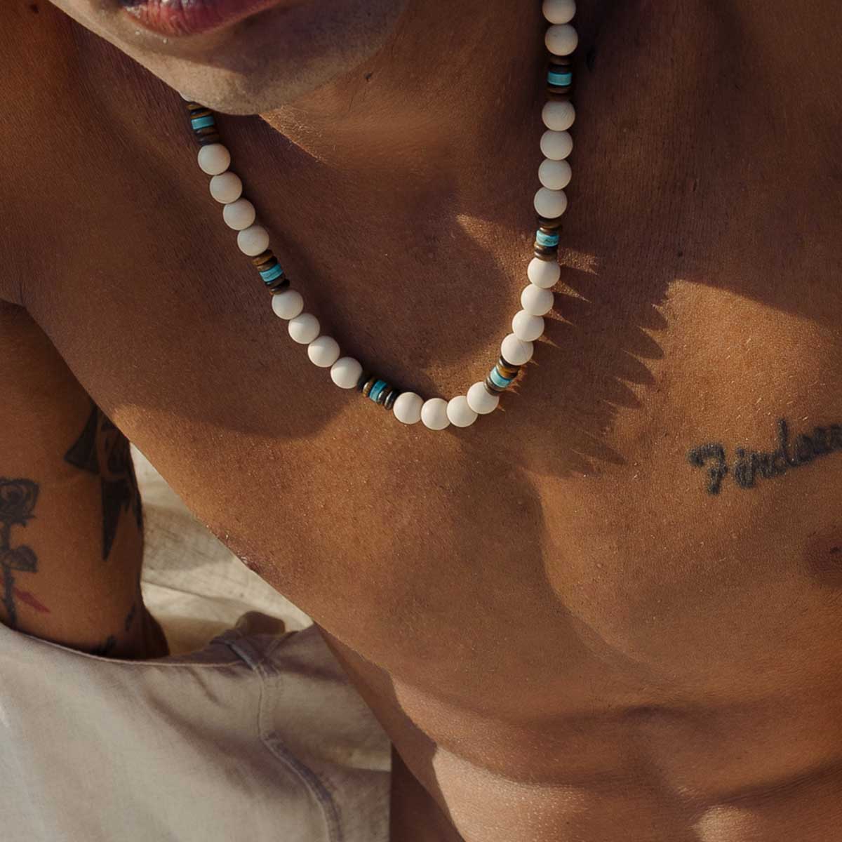 Handmade Necklace for Men with Riverstone
