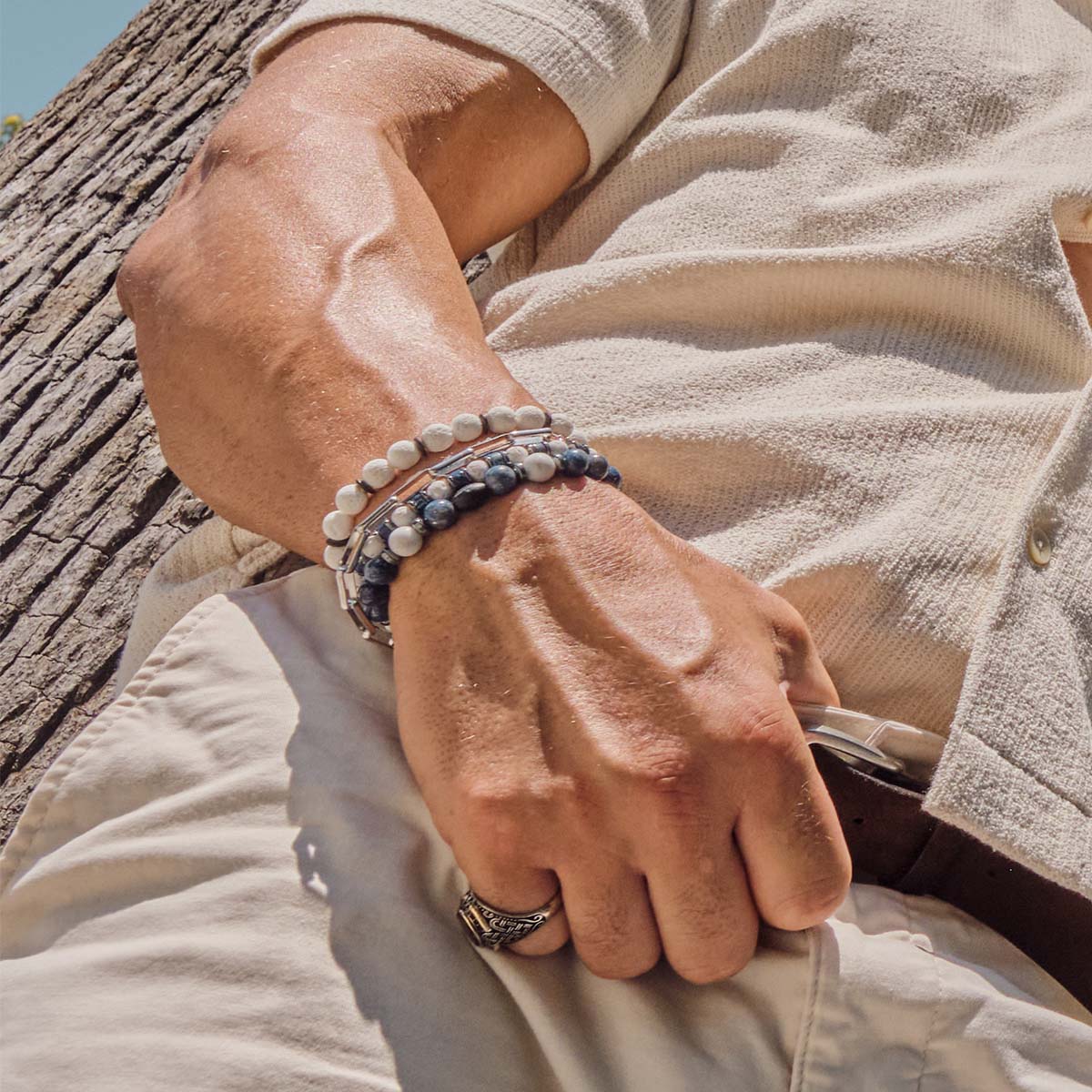 Handmade Bracelet For Men with Lava