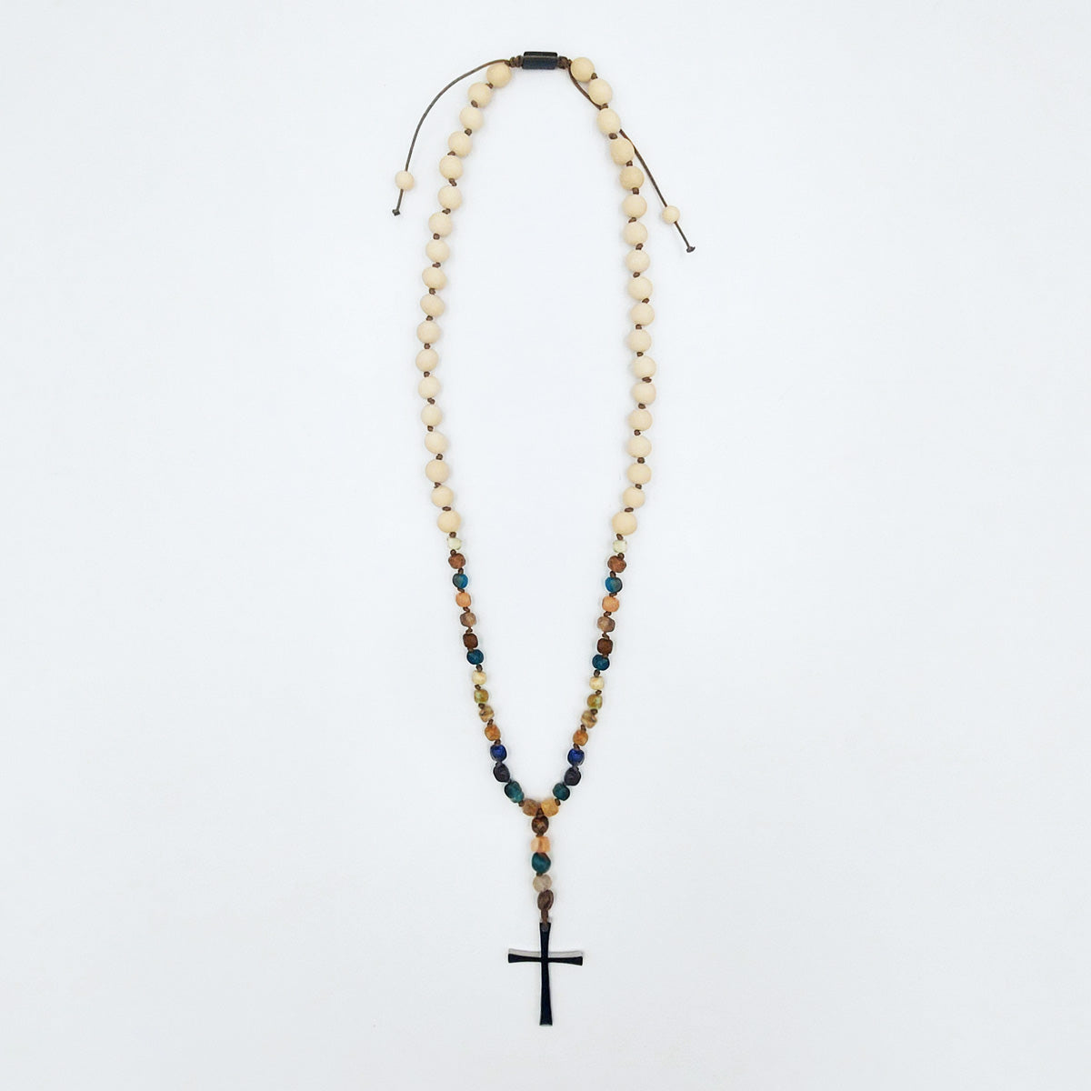 Handmade Necklace for Men with Agate & Cross