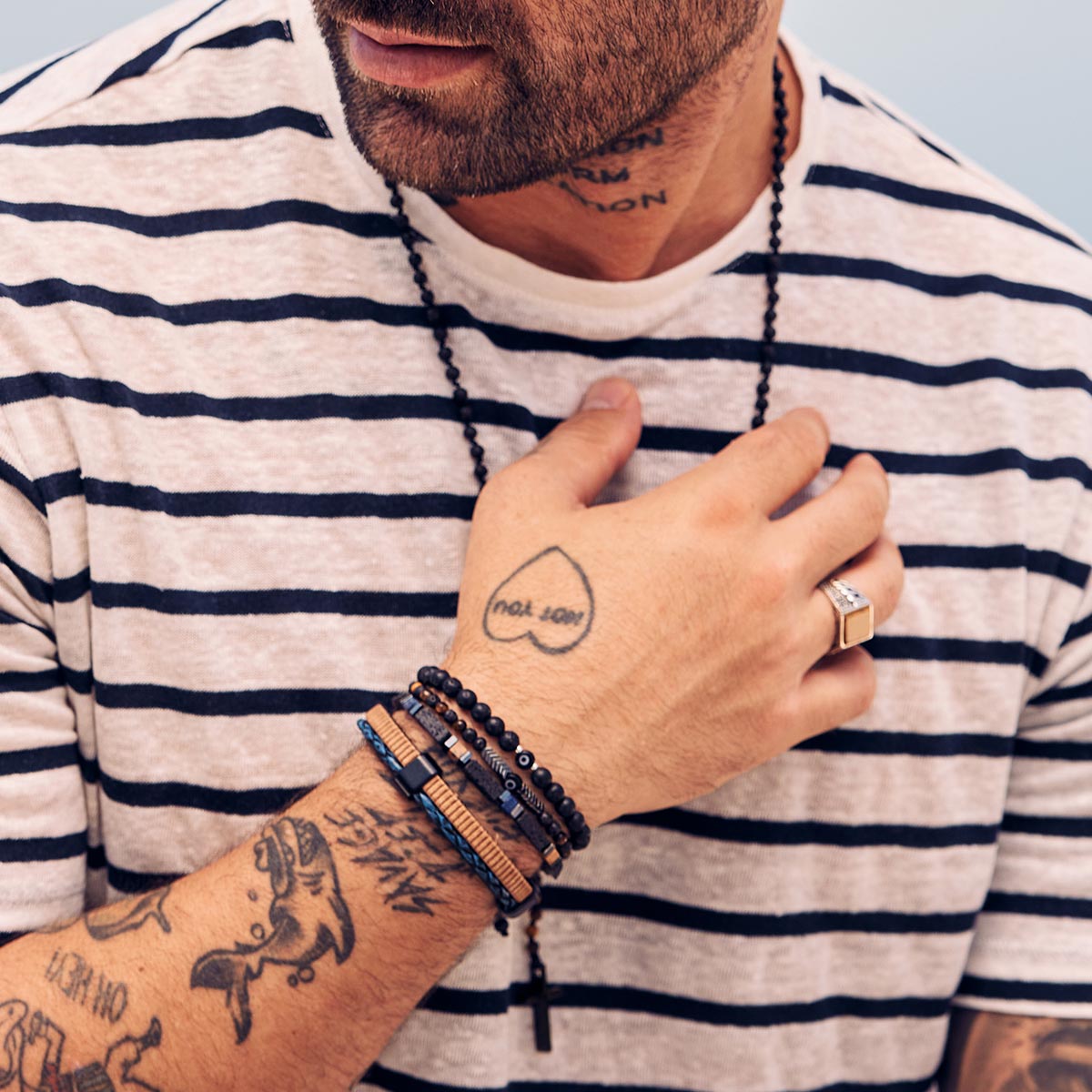 Handmade Bracelet For Men with Lava, Tiger’s Eye & Evil Eye