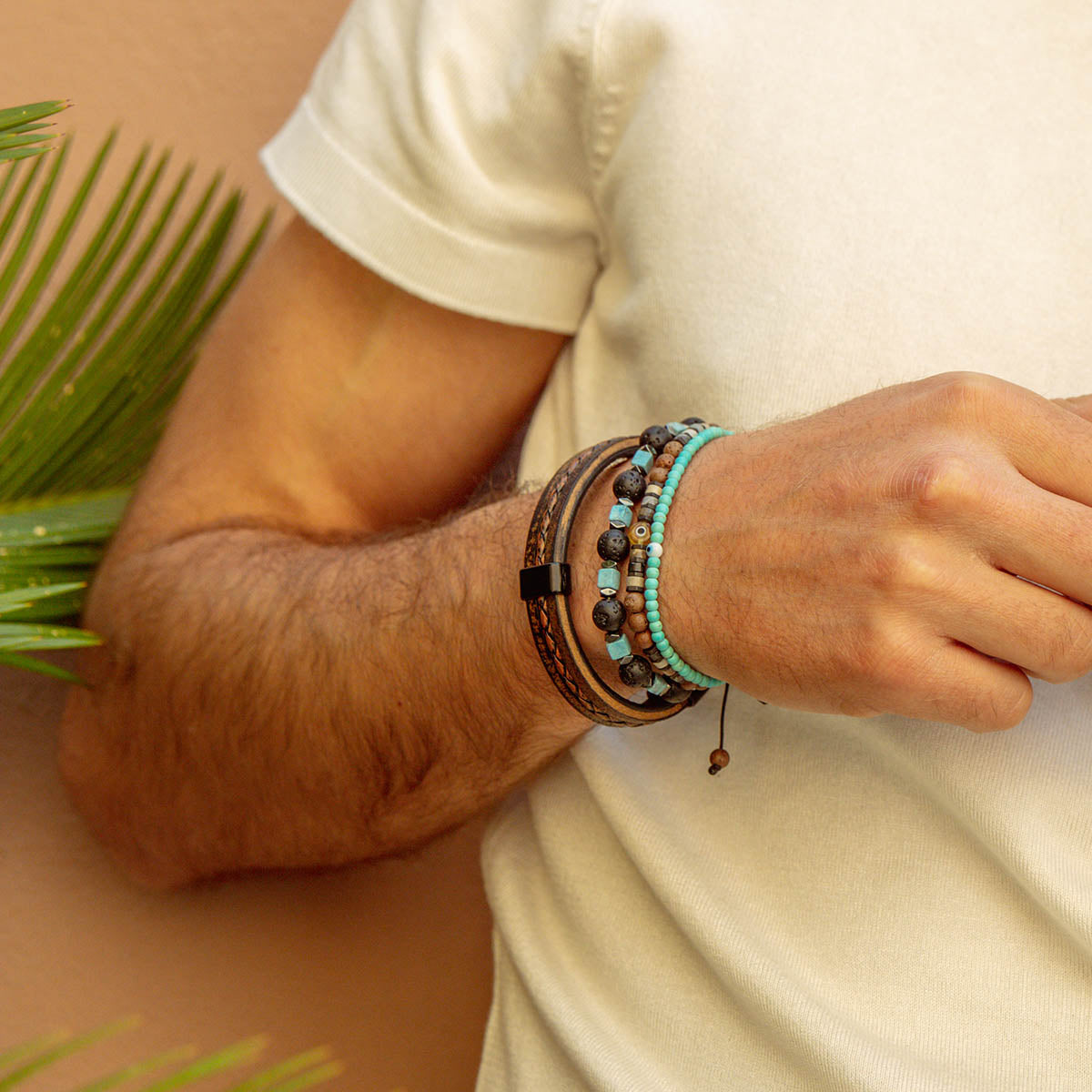 Handmade Bracelet For Men with Howlite & Evil Eye