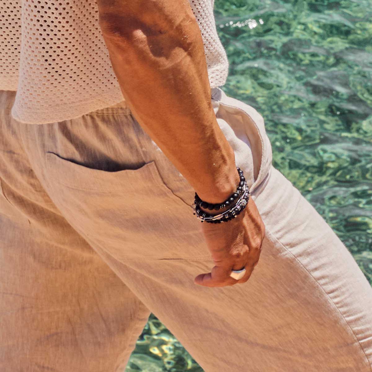 Handmade Bracelet For Men with Onyx & Hematite