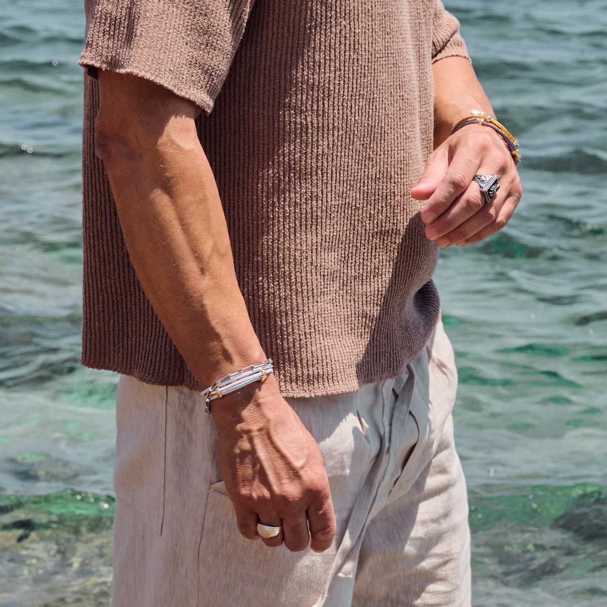 Handmade Bracelet For Men with Steel Wire